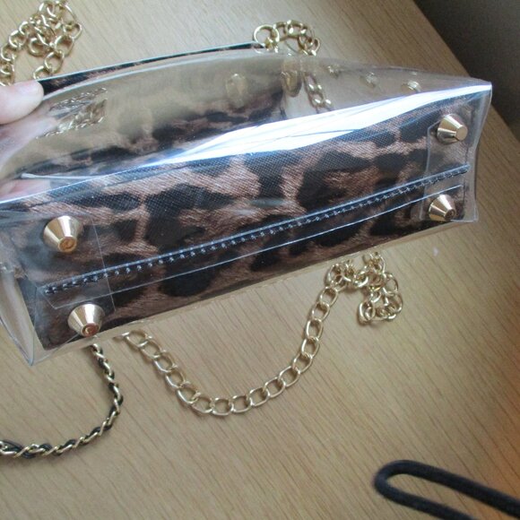 New Clear Plastic Transparent Jelly Purse Shoulder Bag Leopard Print - Picture 5 of 13
